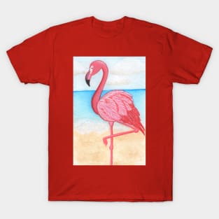 Flamingo in watercolour and gouache T-Shirt